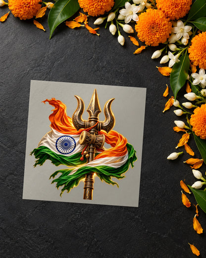 Trishul Tiranga iron-on patch transfer