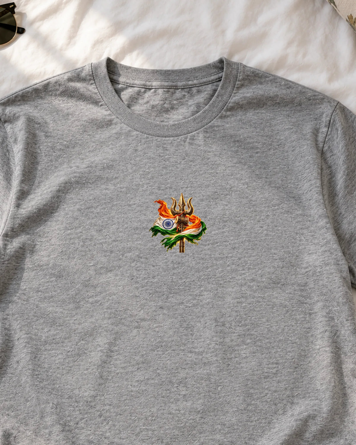 Trishul Tiranga iron-on patch on clothes