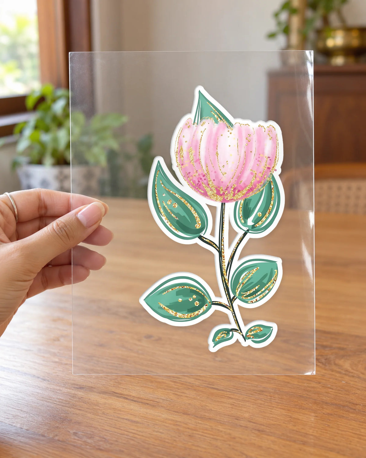 Blushing Tulip hard surface patch on clear film