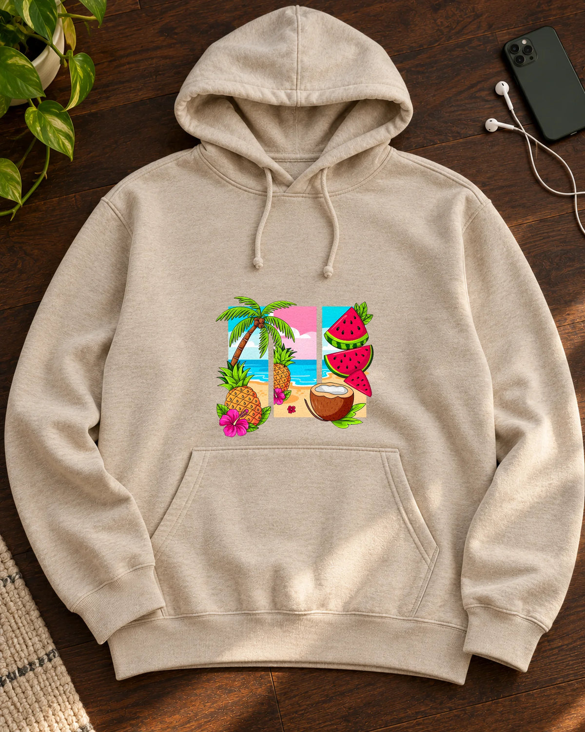 Tropical Triptych iron-on patch on clothes
