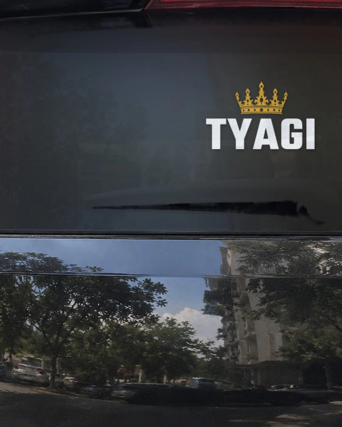 Tyagi car patch on a car rear glass