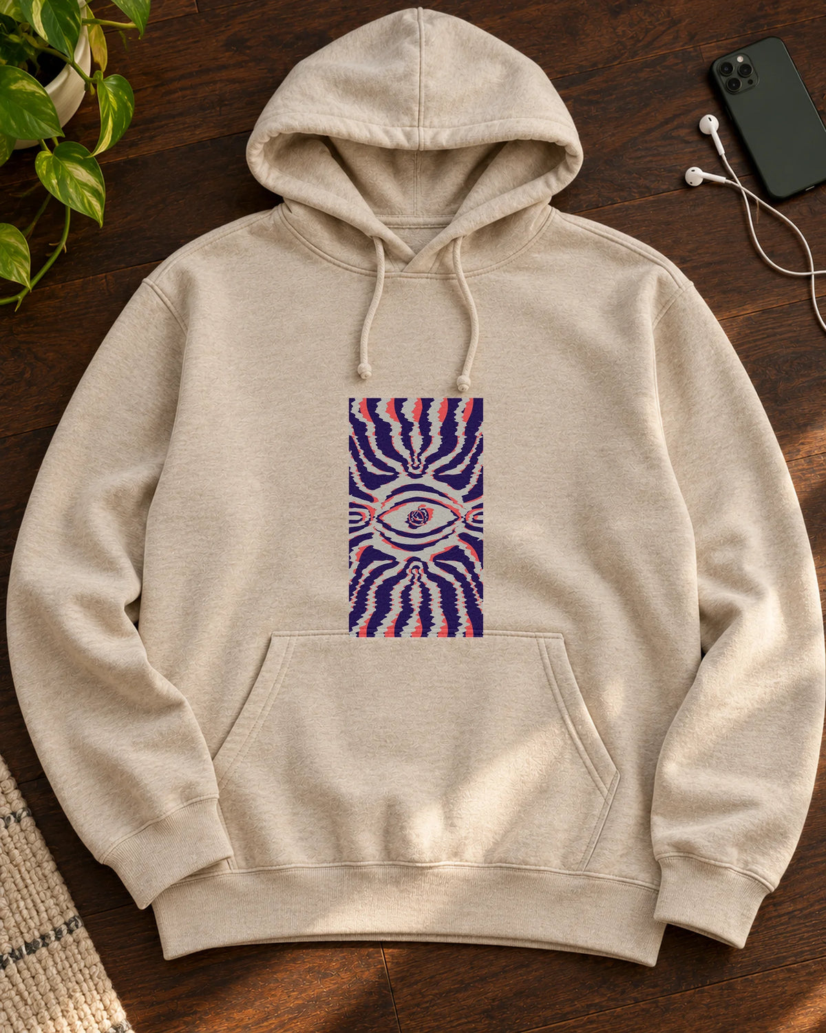 Warped Reality iron-on patch on clothes