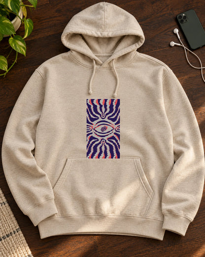 Warped Reality iron-on patch on clothes