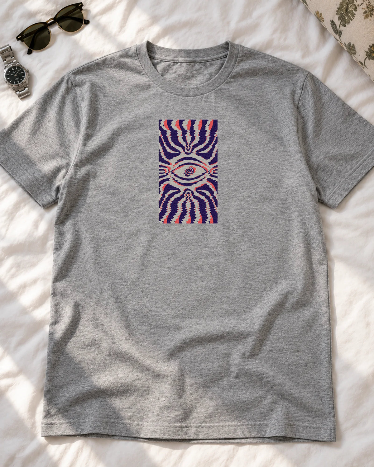 Warped Reality iron-on patch on clothes