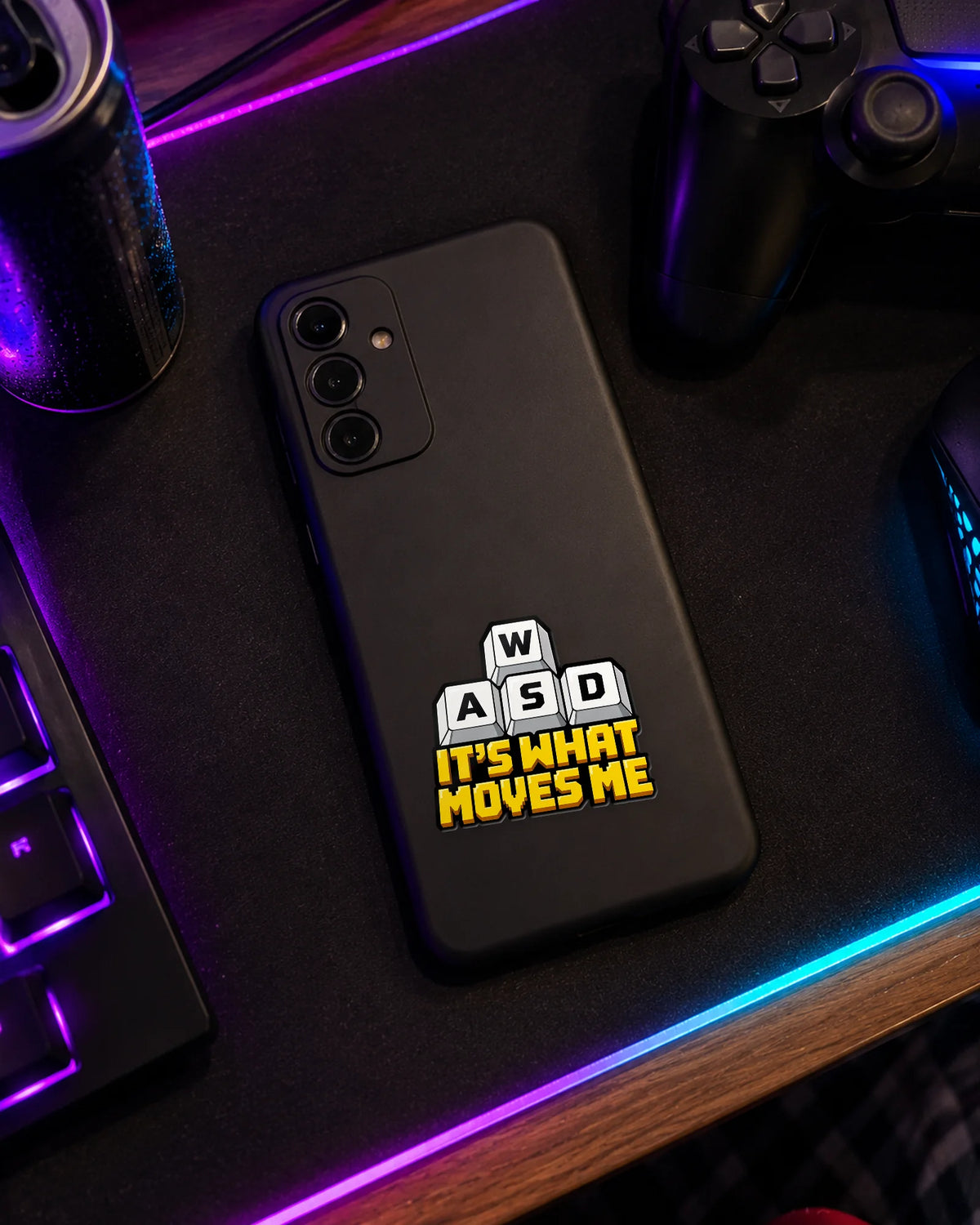 WASD It's What Moves Me gamer patch on a phone case