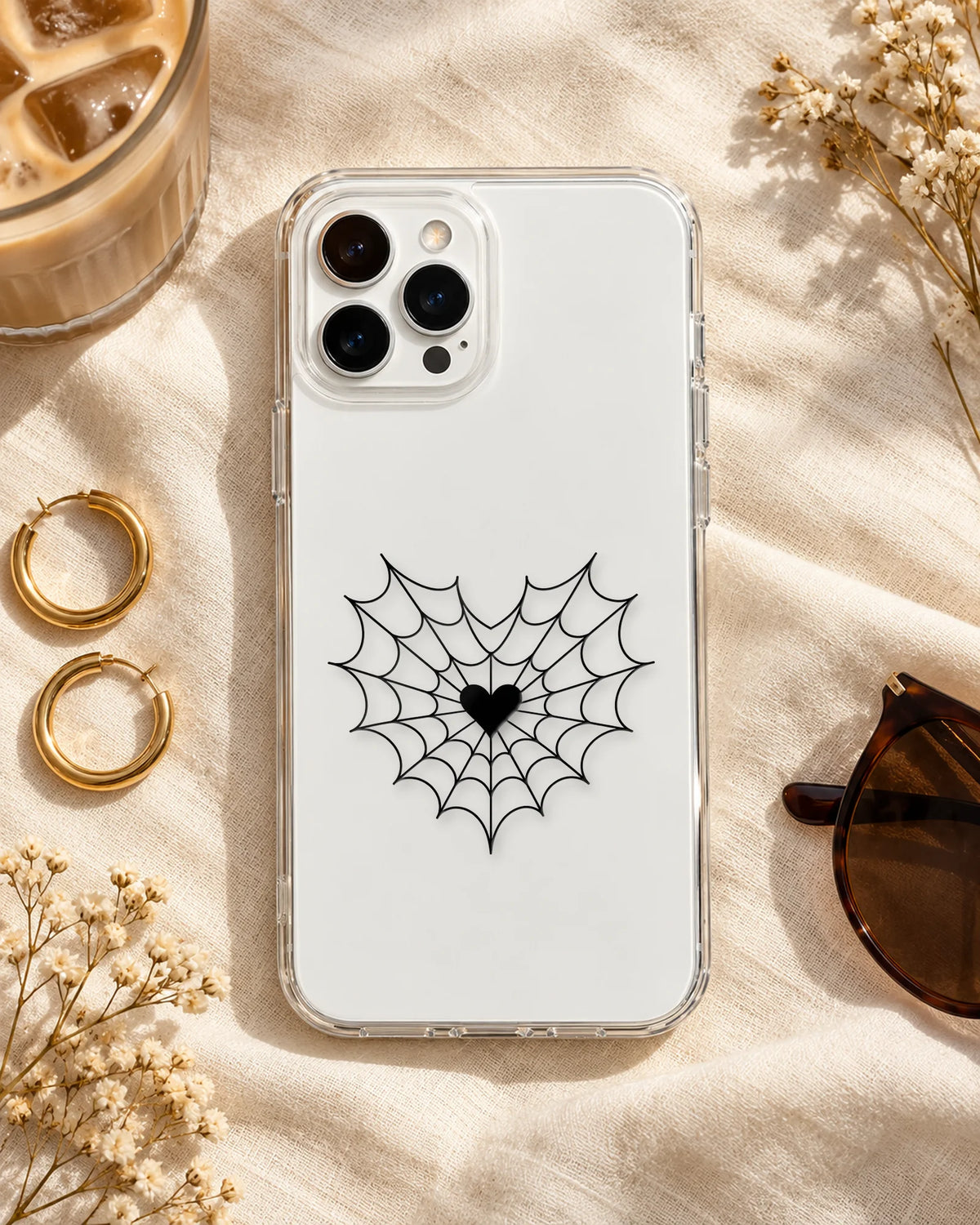 Web Of Love pieces arranged on a phone