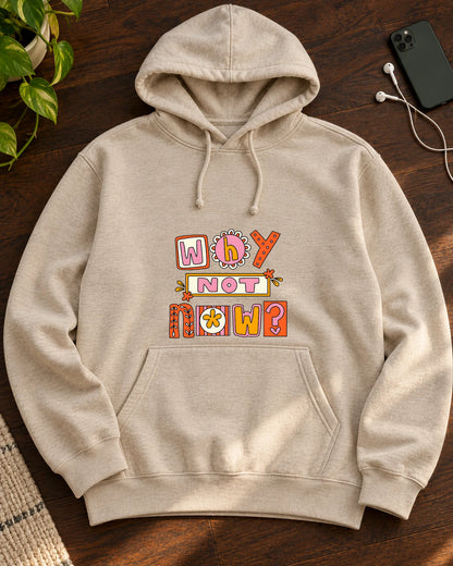 Why Not Now iron-on patch on clothes