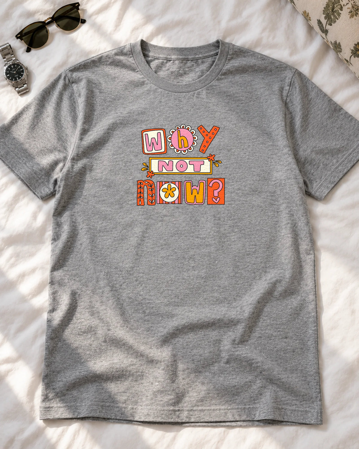 Why Not Now iron-on patch on clothes