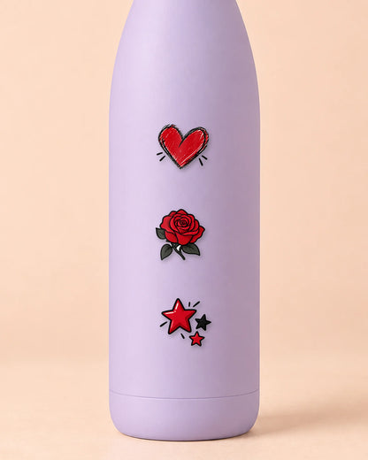 Y2K Grunge mini patches on a water bottle