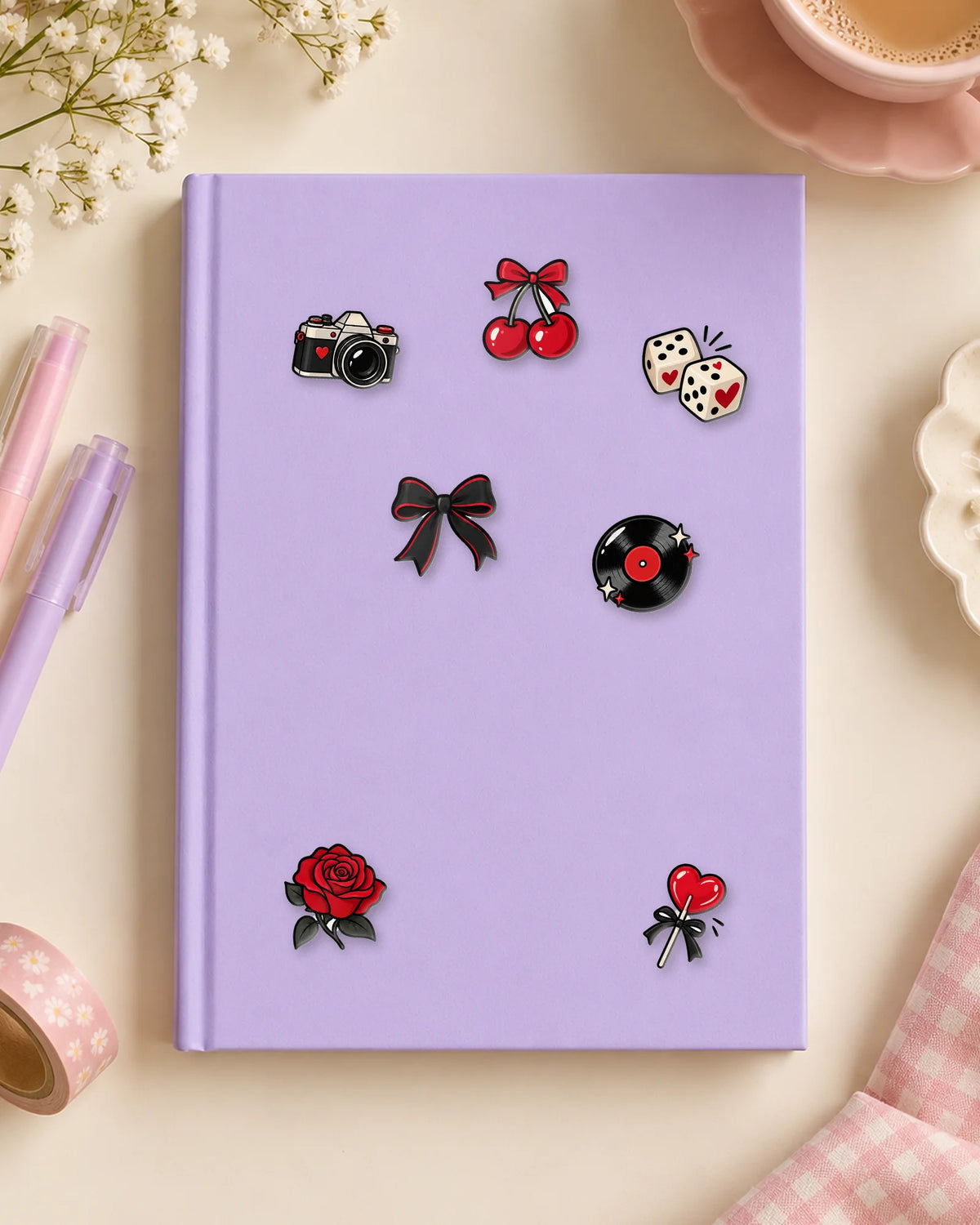 Y2K Grunge mini patches on a journal