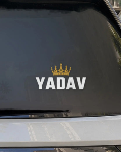 Yadav car patch on a car rear glass