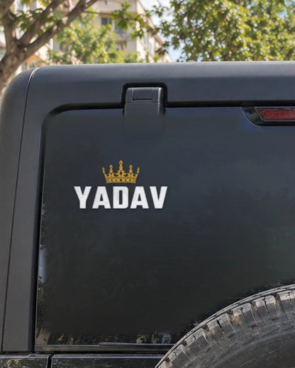 Yadav car patch on a car rear glass