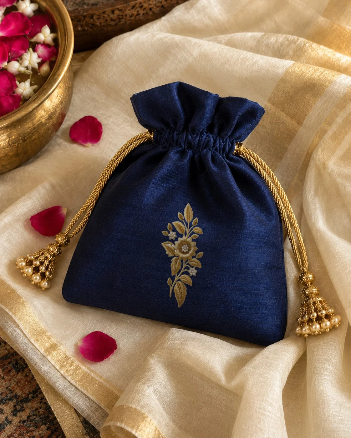 Zardozi Phool embroidery-look iron-on patch | Thread Theory