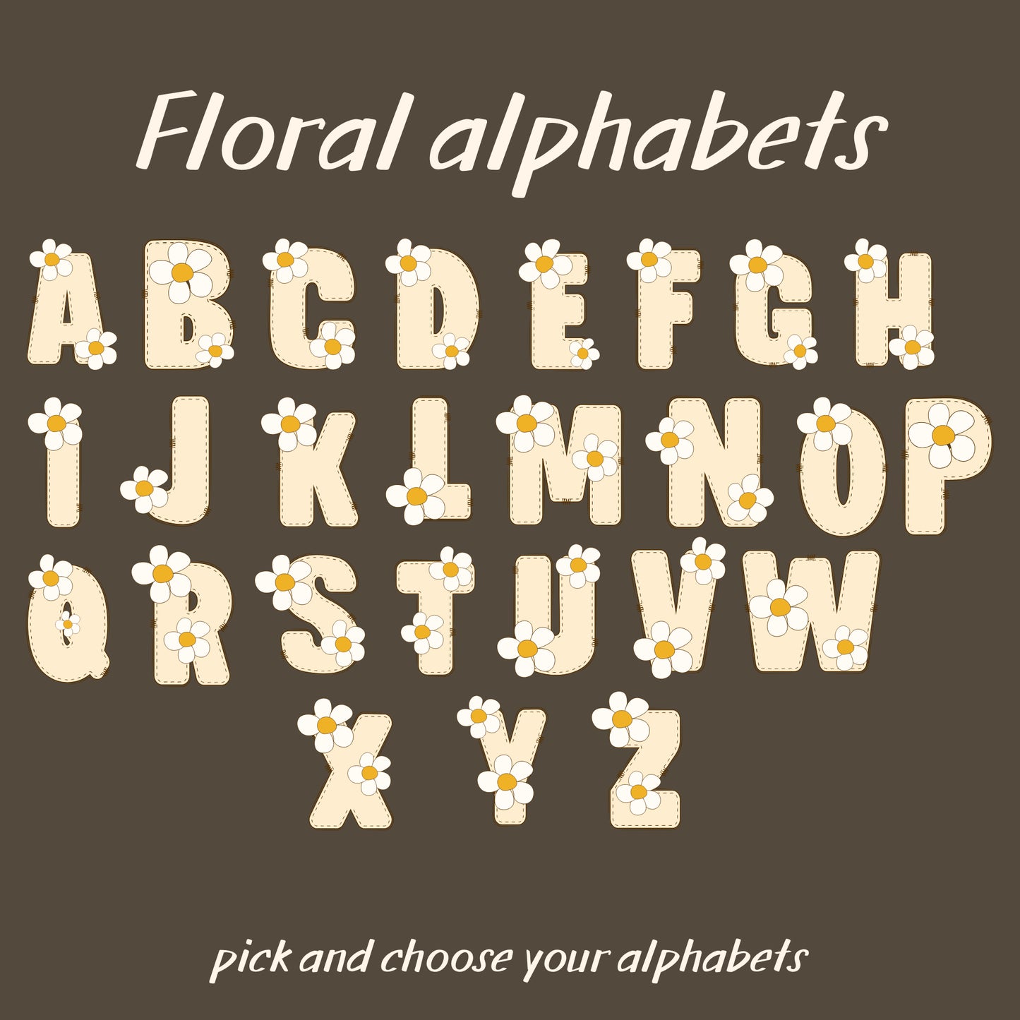 Bloom Font | Iron-on Patch | Floral Alphabet Sticker