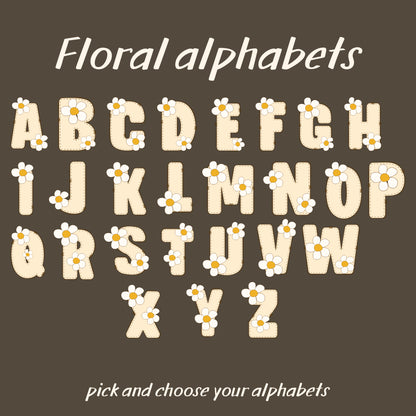 Bloom Font | Iron-on Patch | Floral Alphabet Sticker