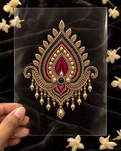 Zari Kalgi embroidery-look iron-on patch | Thread Theory