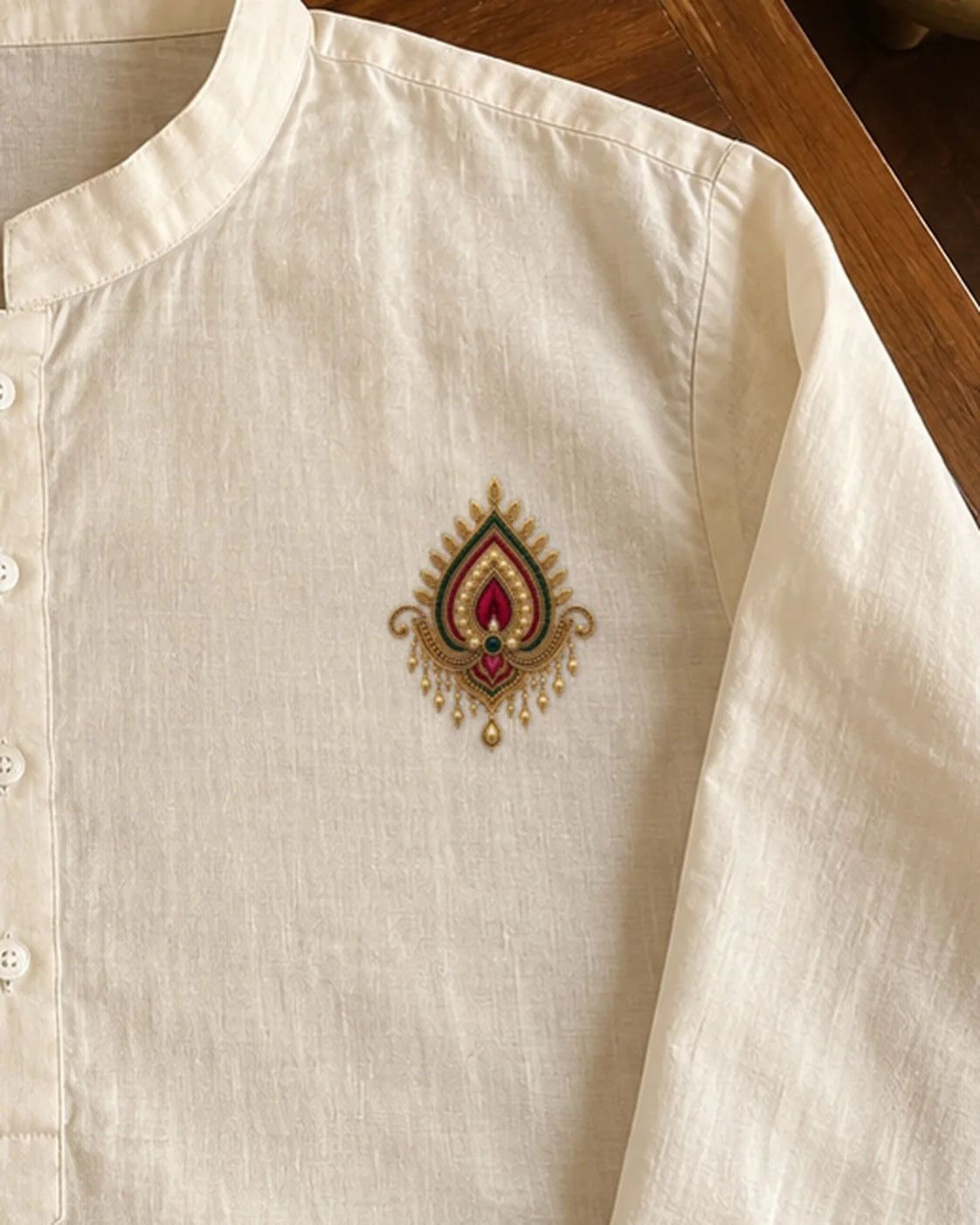 Zari Kalgi embroidery-look iron-on patch | Thread Theory