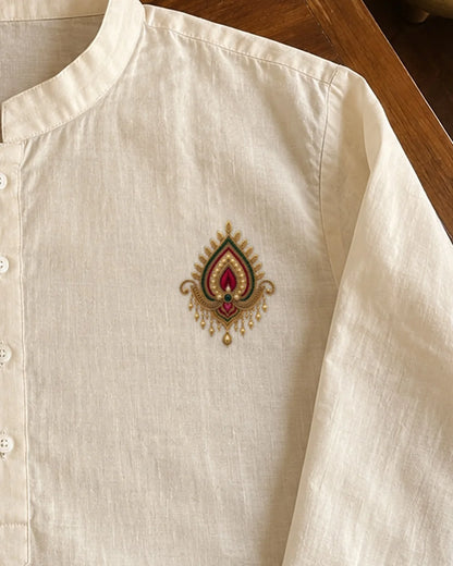 Zari Kalgi embroidery-look iron-on patch | Thread Theory