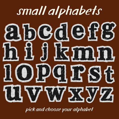 Rustic Type | Iron-on Patch | Alphabet Sticker (Lowercase)