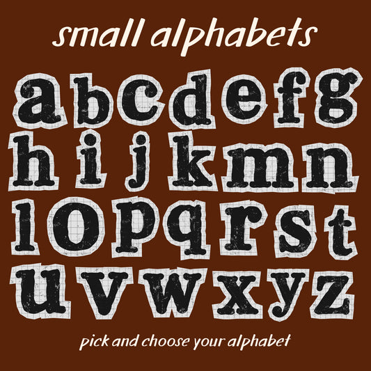 Rustic Type | Iron-on Patch | Alphabet Sticker (Lowercase)