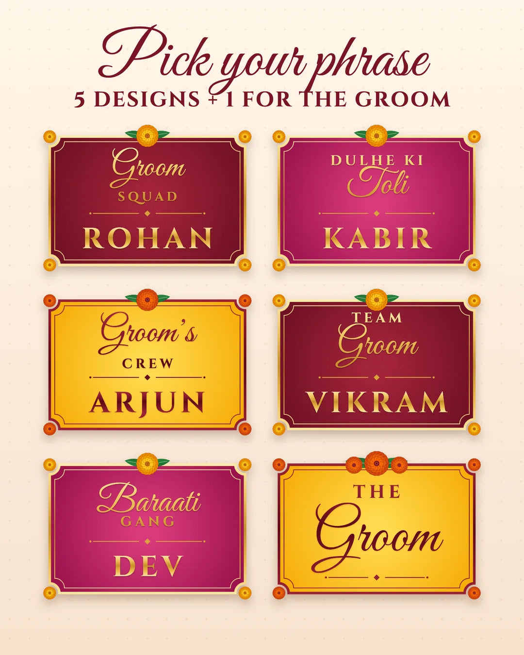Groom Squad sample: 5 phrases plus a special patch